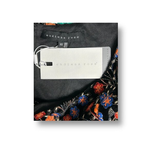 Anthropologie Endless Rose XS Black Velvet Floral Embroidered Top Whimsigoth NWT - Picture 10 of 11